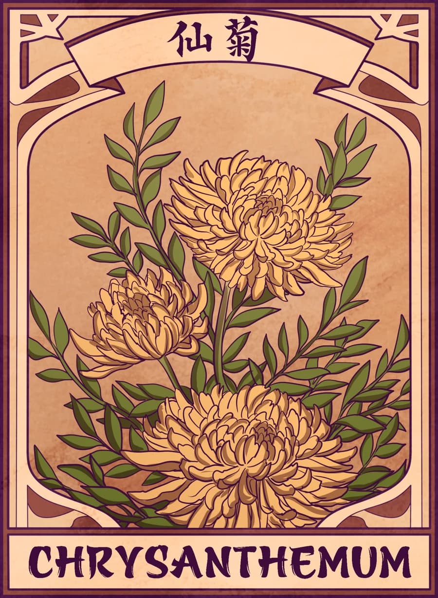 Chrysanthemum, Mahjong Mirror card
