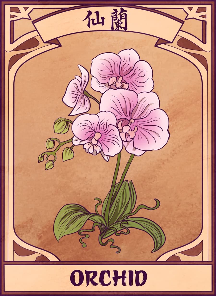 Orchid, Mahjong Mirror card