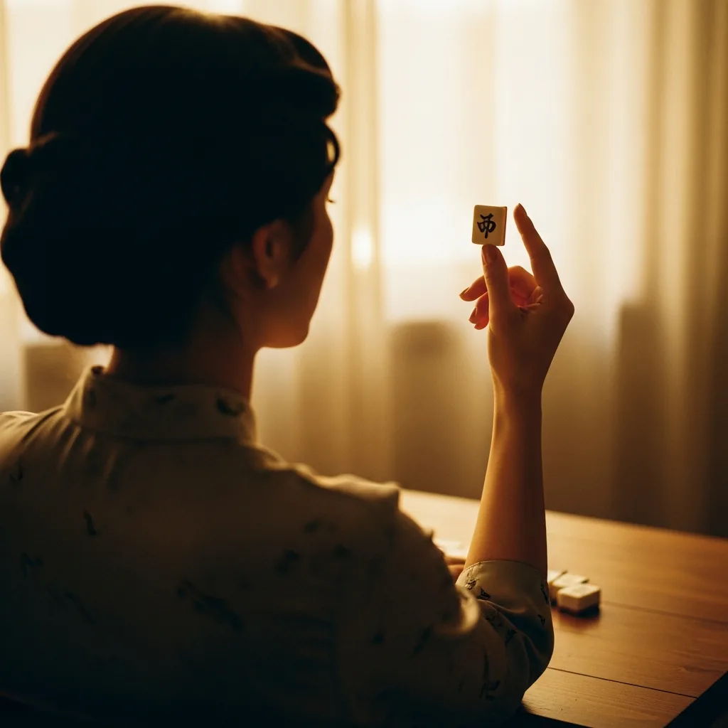 The Ducks suit card from the Mahjong Mirror deck on soft linen with a white camellia and a thin gold ring — symbol of devoted partnership